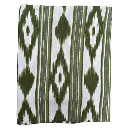 Tafelkleed Mallorcaanse ikat print olijf groen - Frank Styling